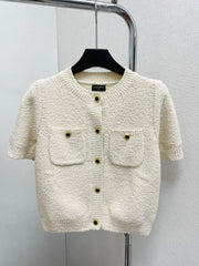 Cream puff cardigan T-shirt