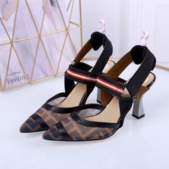 Brand logo word silk film mesh high heel sandals