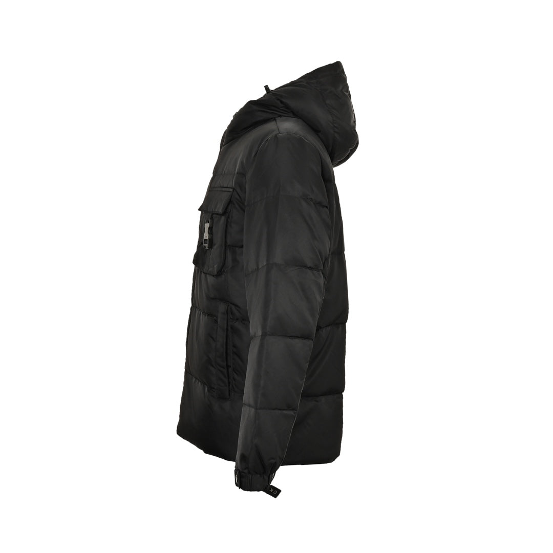 pocket lock hooded down jacket