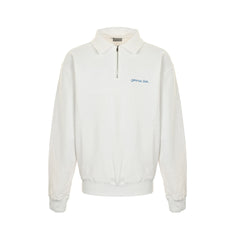 Embroidered half-zip lapel sweatshirt