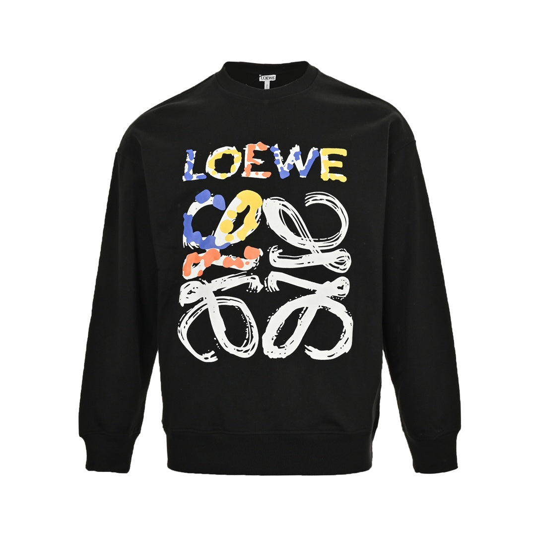 Graffiti painted logo print crew neck sweatshirt