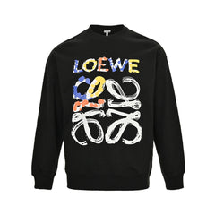 Graffiti painted logo print crew neck sweatshirt