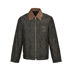 Gold thread embroidered presbyopic suit denim jacket