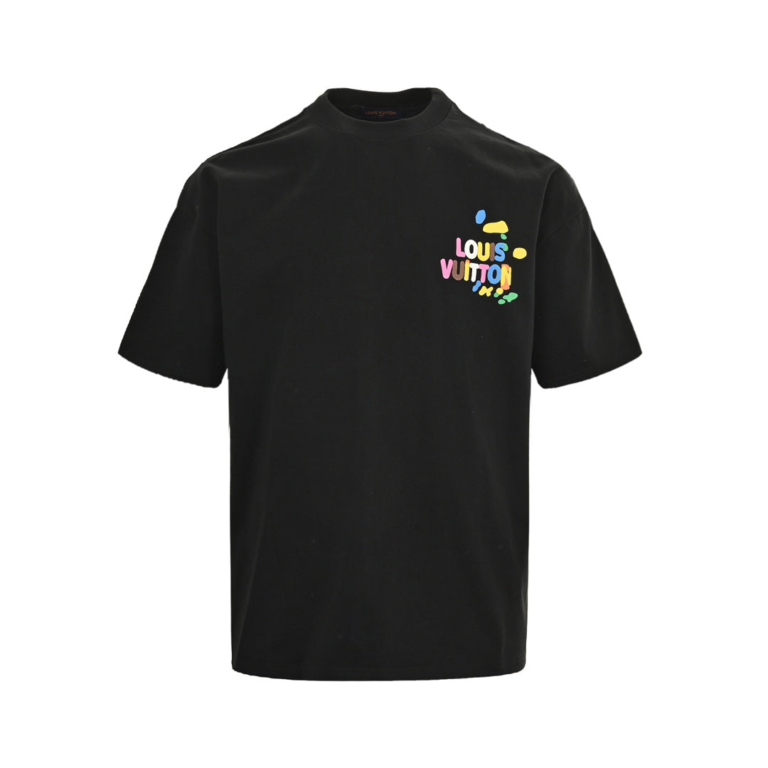 Rainbow logo three-dimensional foam printed short sleeves