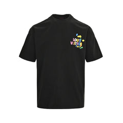 Rainbow logo three-dimensional foam printed short sleeves