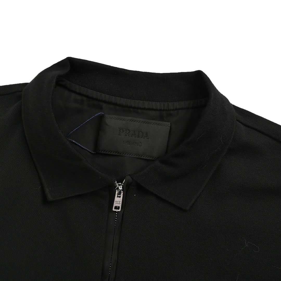 Triangle logo long sleeve polo shirt