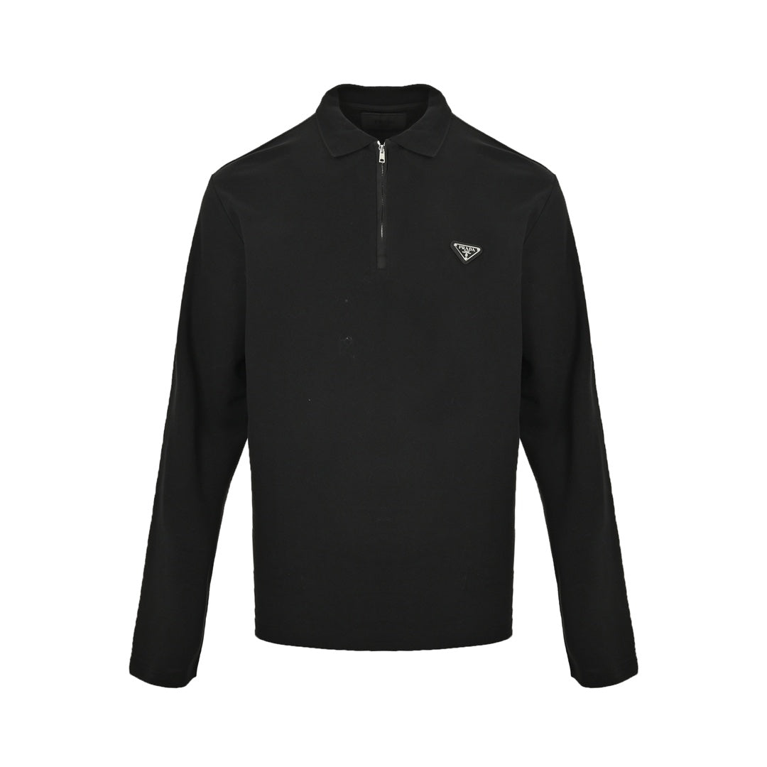 Triangle logo long sleeve polo shirt