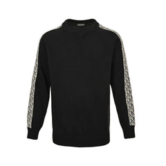 Arm jacquard web crew neck sweater