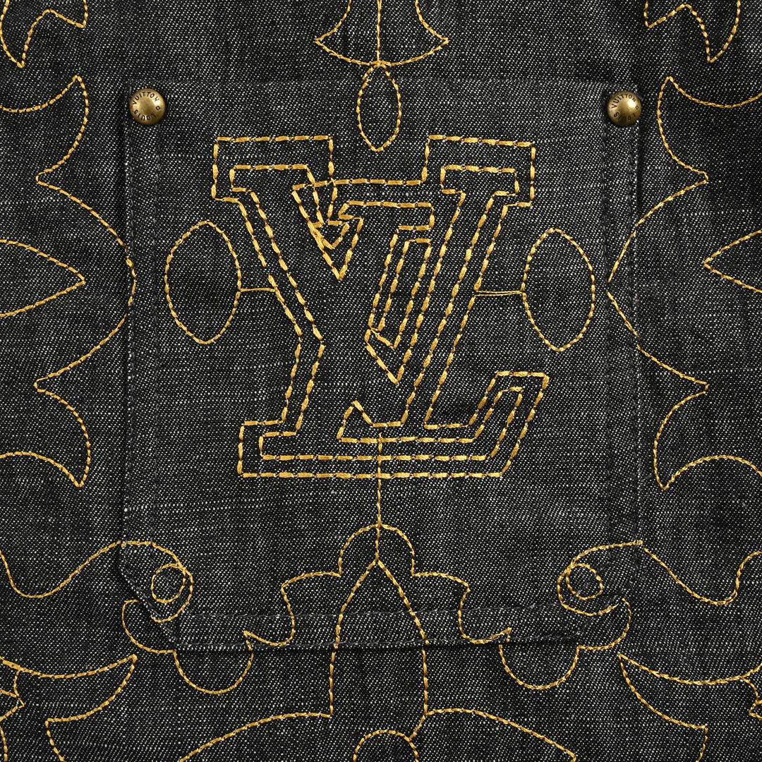 Gold thread embroidered presbyopic suit denim jacket