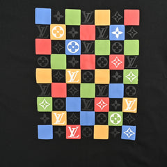 Colorful checkerboard print short sleeves