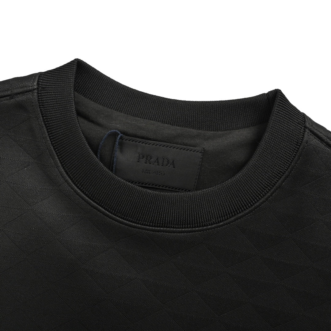 Dark jacquard triangle logo round neck sweatshirt