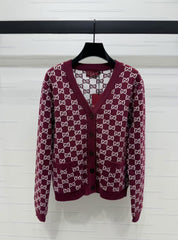 Reversible jacquard-knit cardigan