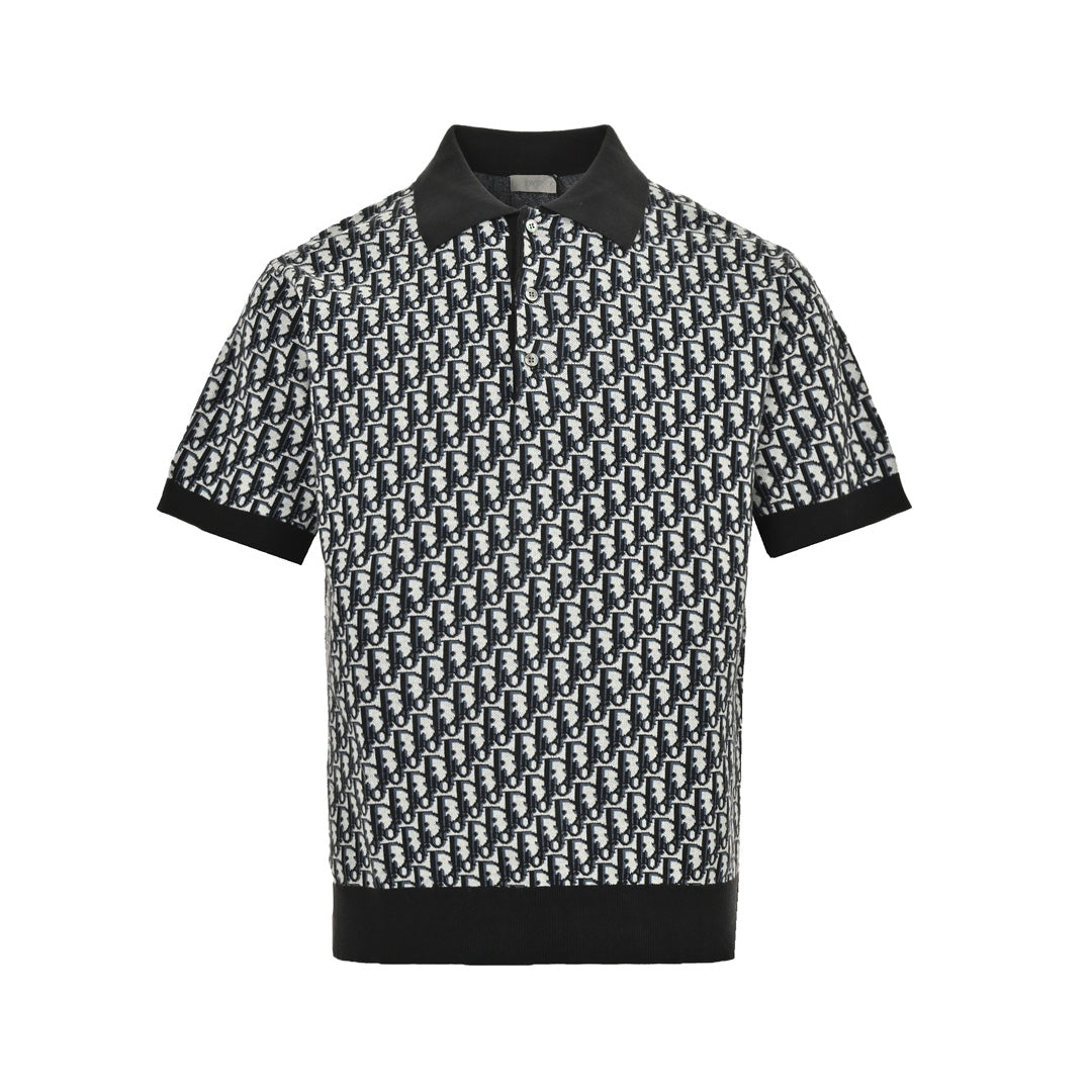 Presbyopia all over printed knitted Polo short sleeves