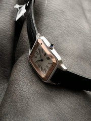 Stainless steel case with black strap ladies watch