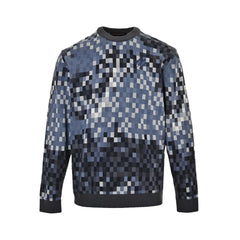 Jacquard Camouflage Mosaic Studded Letter Sweater