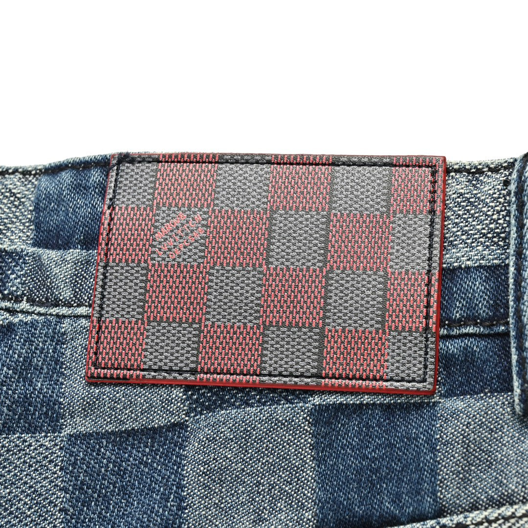 mosaic checkerboard jeans