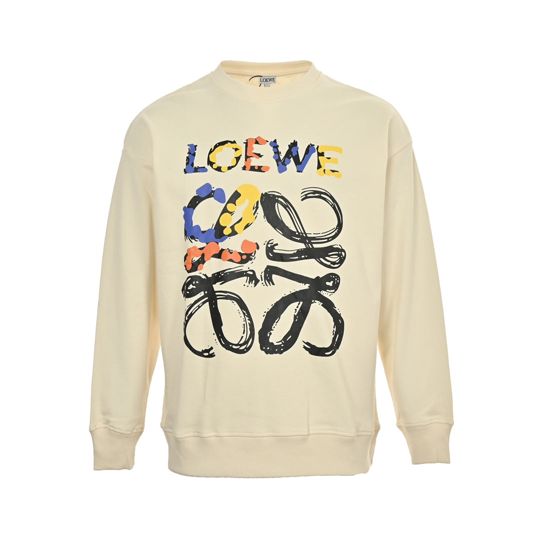 Graffiti painted logo print crew neck sweatshirt