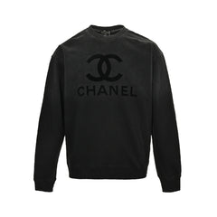 Gradient washed flocked logo crew neck sweatshirt