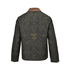 Gold thread embroidered presbyopic suit denim jacket