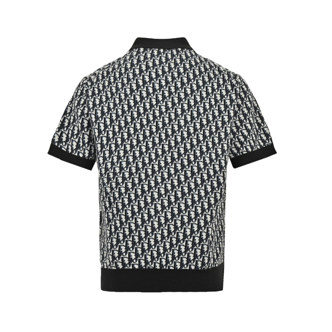 Presbyopia all over printed knitted Polo short sleeves