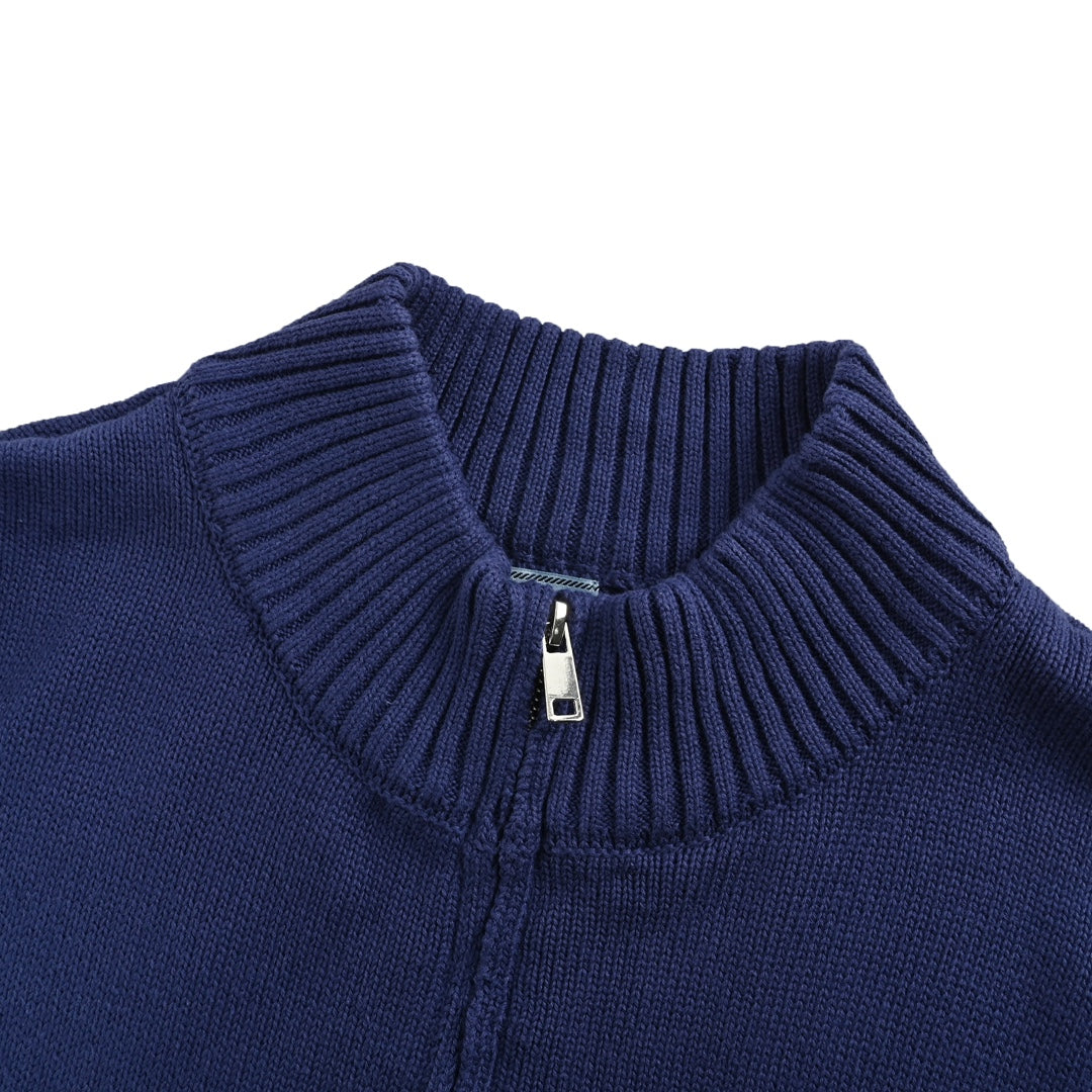 Half-zip sweater with jacquard lettering on chest