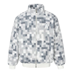 Gel logo mosaic polar fleece jacket