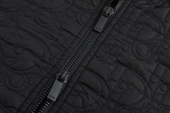 Quilted monogram knitted patchwork hooded padded jacket