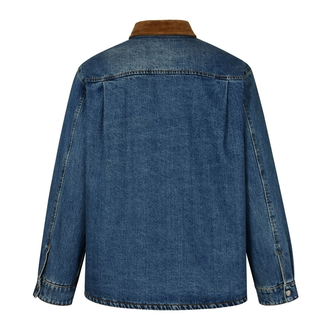 Corduroy lapel denim jacket