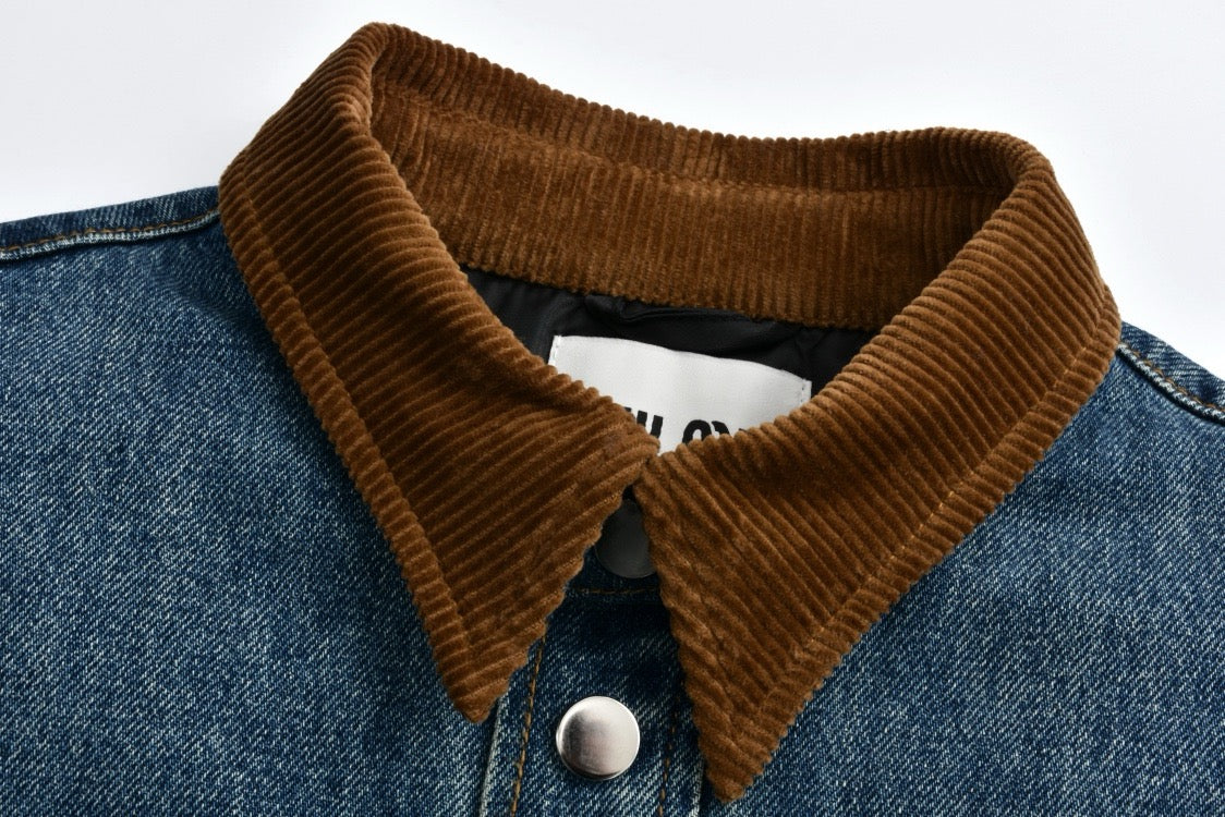 Corduroy lapel denim jacket