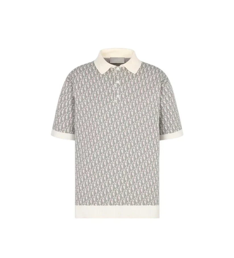 Presbyopia all over printed knitted Polo short sleeves