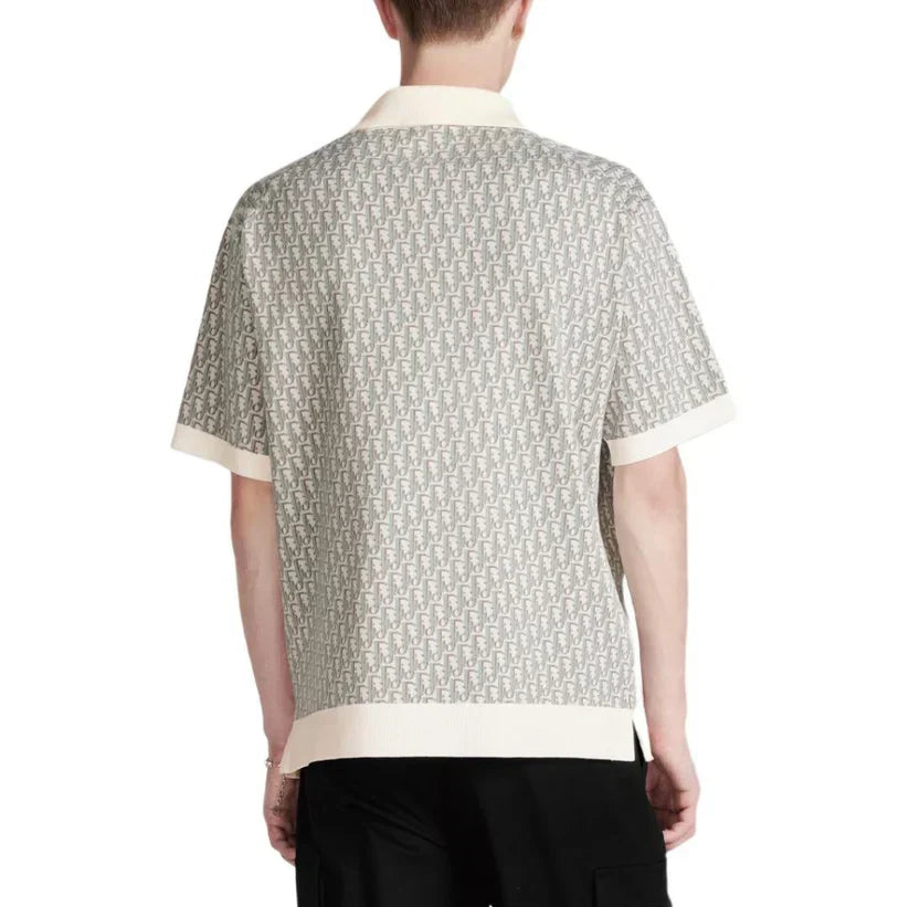 Presbyopia all over printed knitted Polo short sleeves