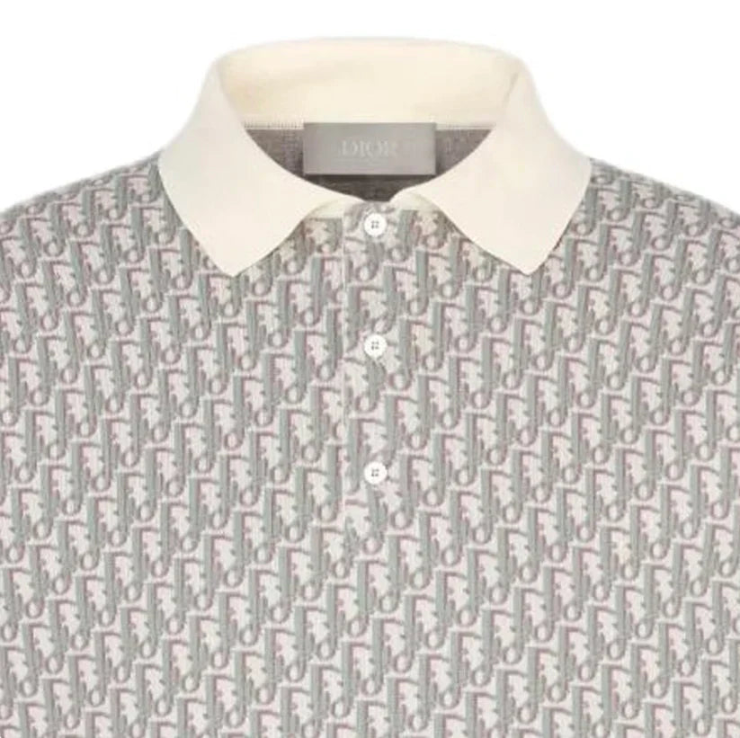 Presbyopia all over printed knitted Polo short sleeves