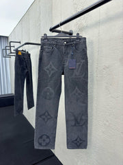 Dark pattern presbyopic logo twill jeans