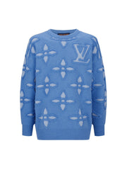 Jacquard four-leaf clover logo crew neck sweater