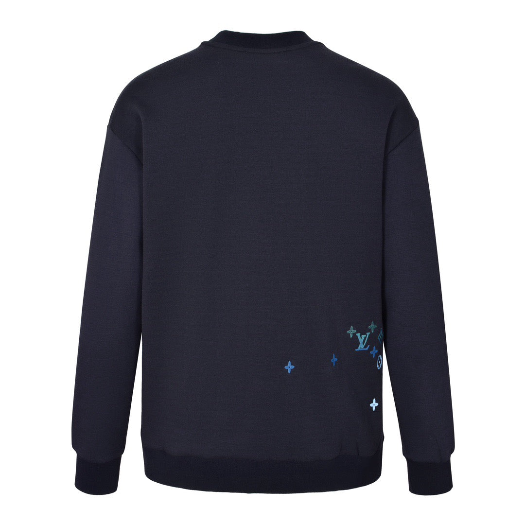 Embroidered gradient presbyopic round neck sweatshirt