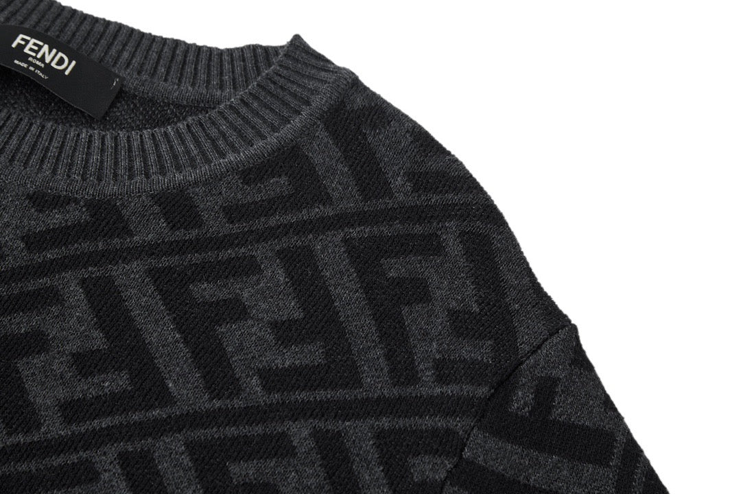 FF all over print jacquard crew neck sweater