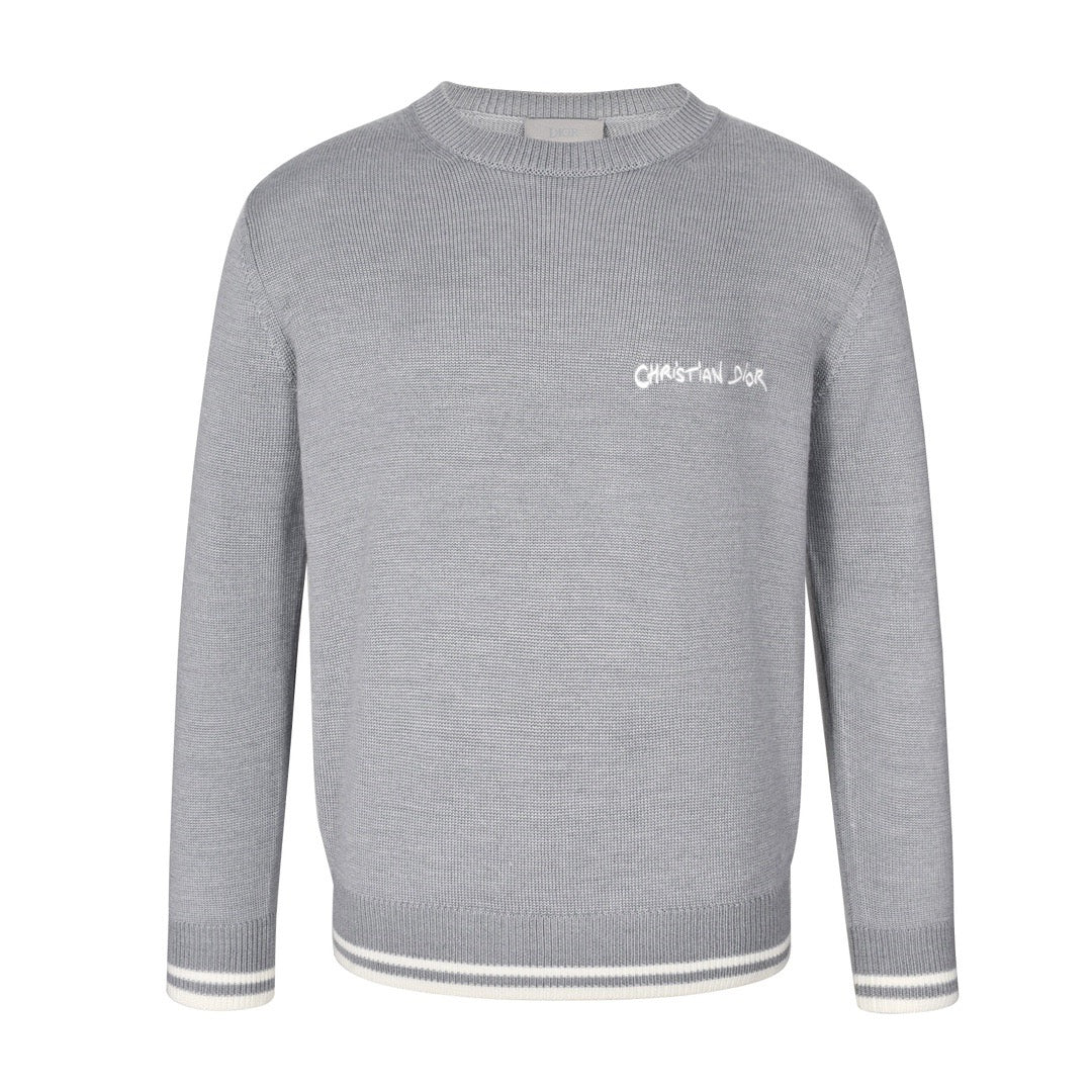 signature lettering embroidered crew neck sweater