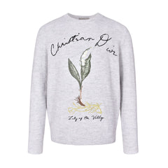 lily of the valley embroidered crew neck sweater