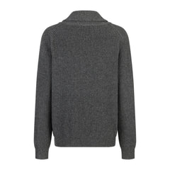 Leather label cashmere cardigan sweater