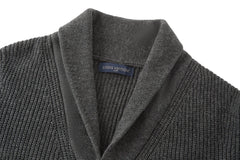 Leather label cashmere cardigan sweater