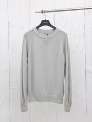 Arm jacquard web crew neck sweater