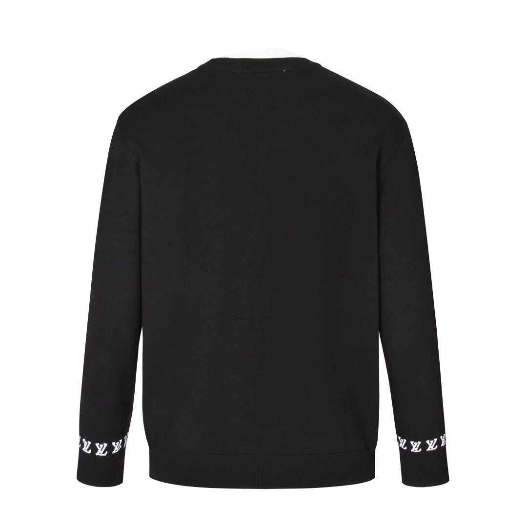 Thin long-sleeved sweater with jacquard letter logo