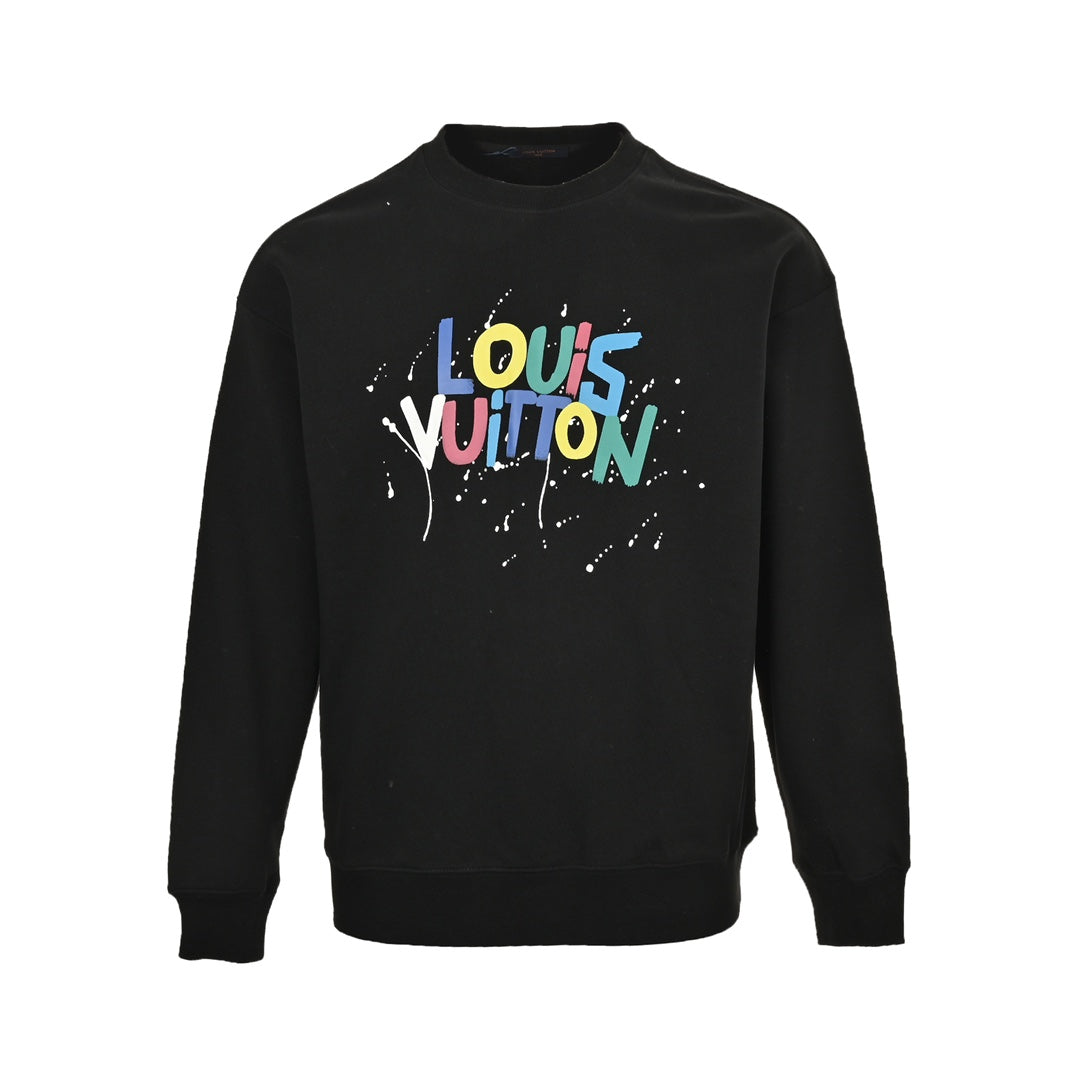 Colorful presbyopic letter graffiti print crew neck sweatshirt