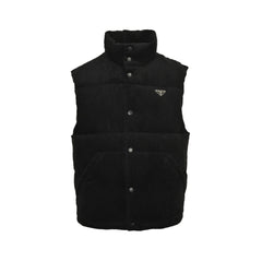 Triangle logo corduroy down vest