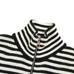 Double G jacquard striped patchwork zipper sweater jacket