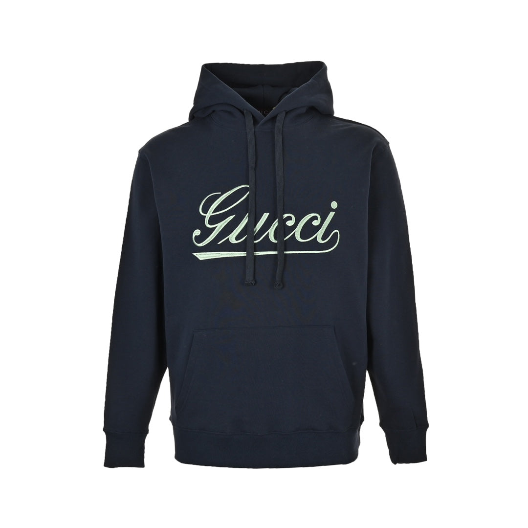 Cursive embroidered lettering hooded sweatshirt