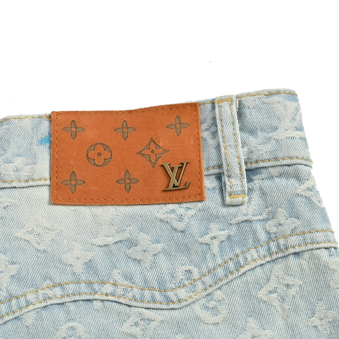 Aged Jacquard Embroidered Jeans