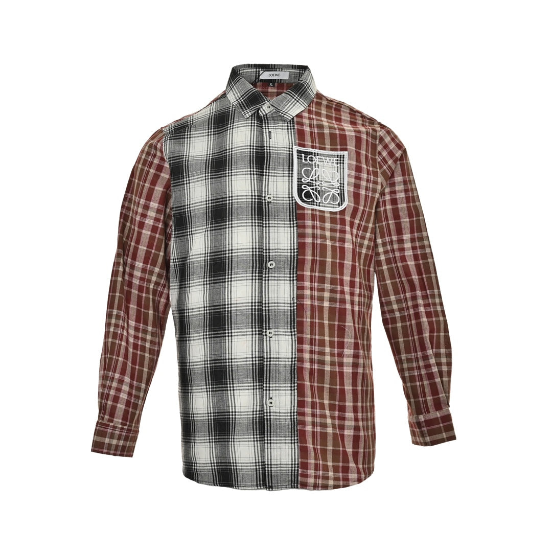 plaid panel long sleeve shirt