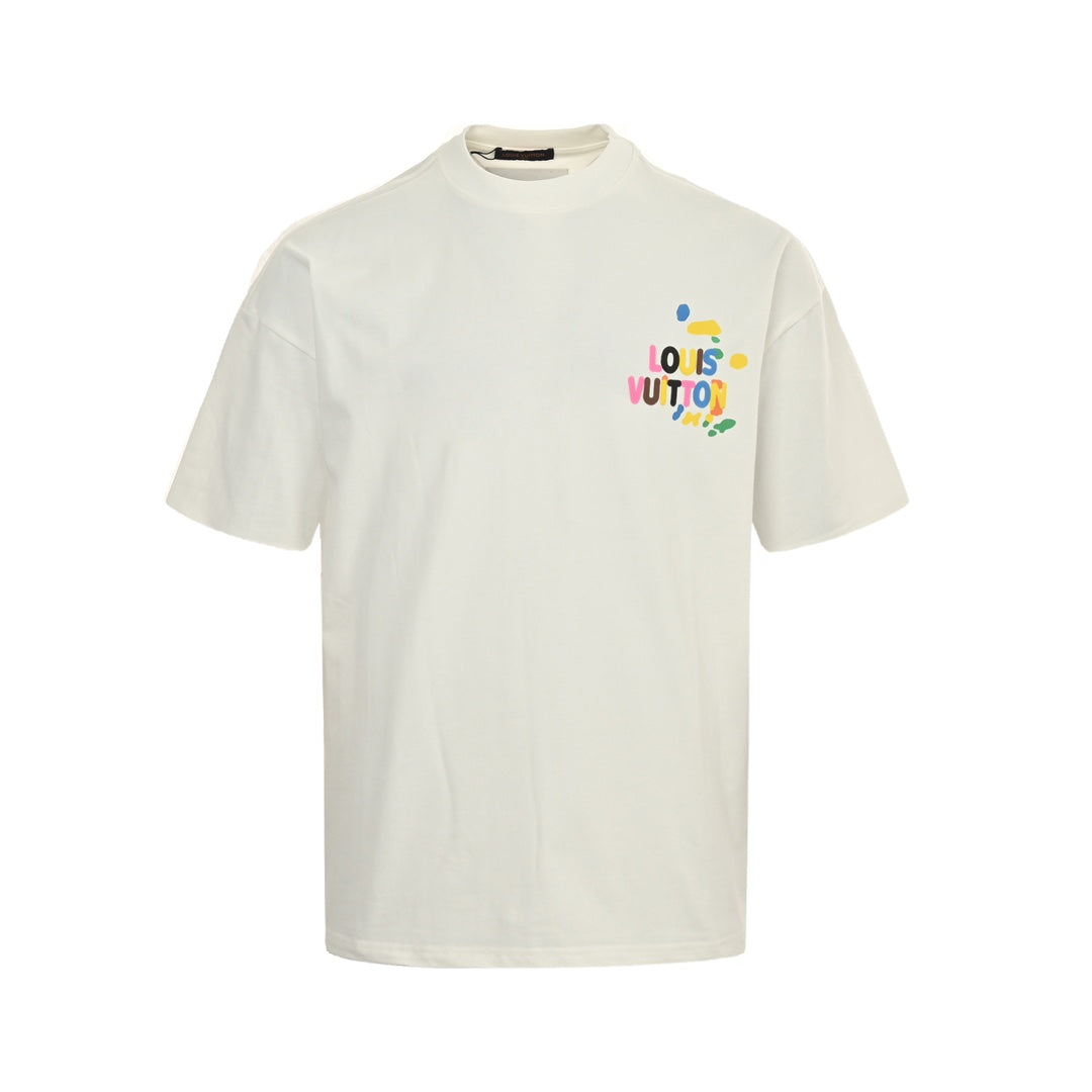 Rainbow logo three-dimensional foam printed short sleeves