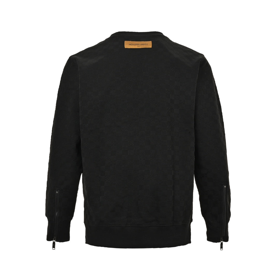 Dark pattern crew neck pullover sweatshirt